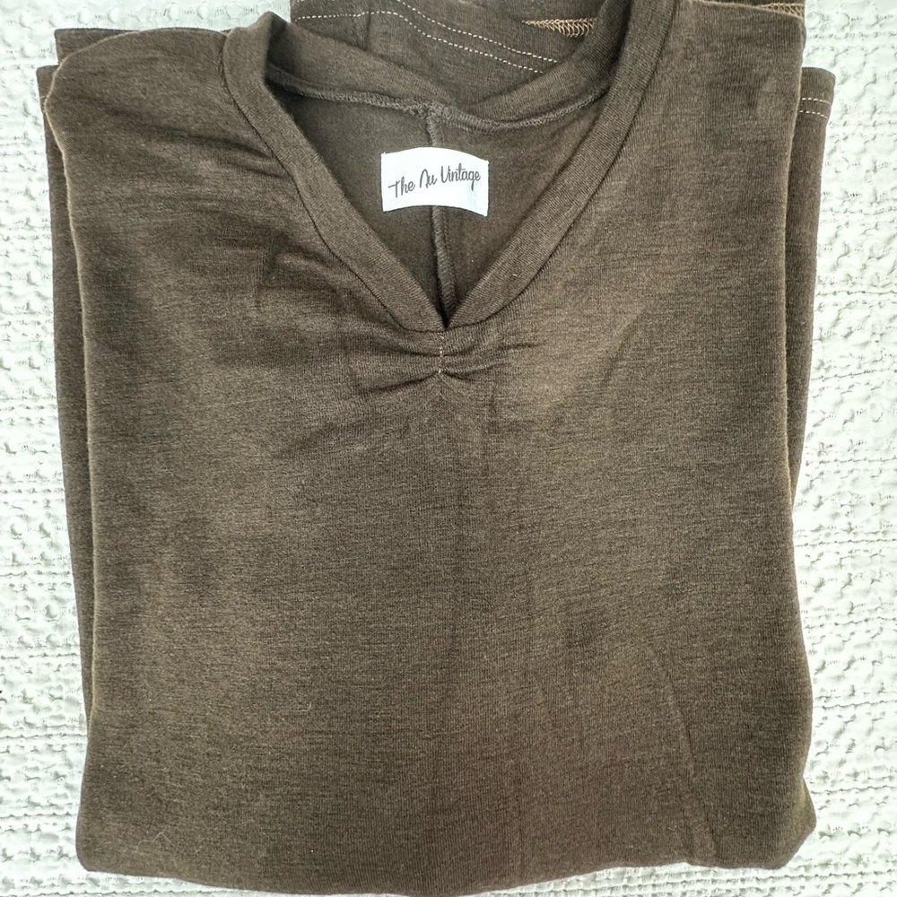The Nu Vintage Brown V-Neck Top One Size